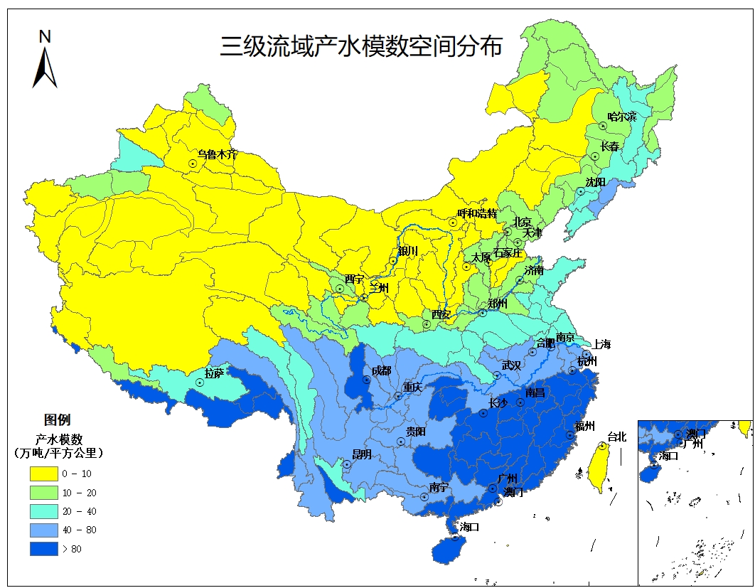 三级流域产水模数